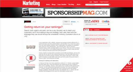 Getting return on your rankings? A Marketingmag Blog Post
